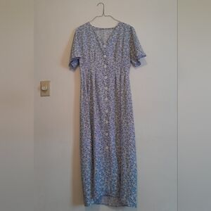 Floral Light Blue Button-Down Dress